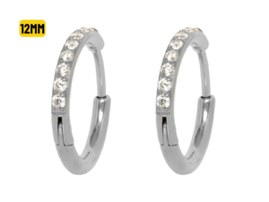 PAR BRINCO ARGOLA CLICKER TITÂNIO C/ ZIRCÔNIA – 12MM