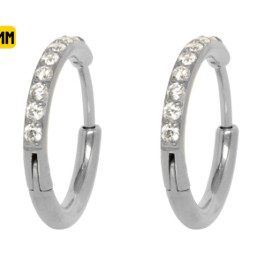 PAR BRINCO ARGOLA CLICKER TITÂNIO C/ ZIRCÔNIA - 12MM