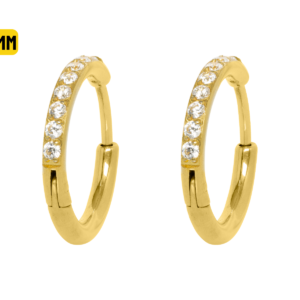 PAR BRINCO ARGOLA CLICKER TITÂNIO PVD C/ ZIRCÔNIA - 10MM