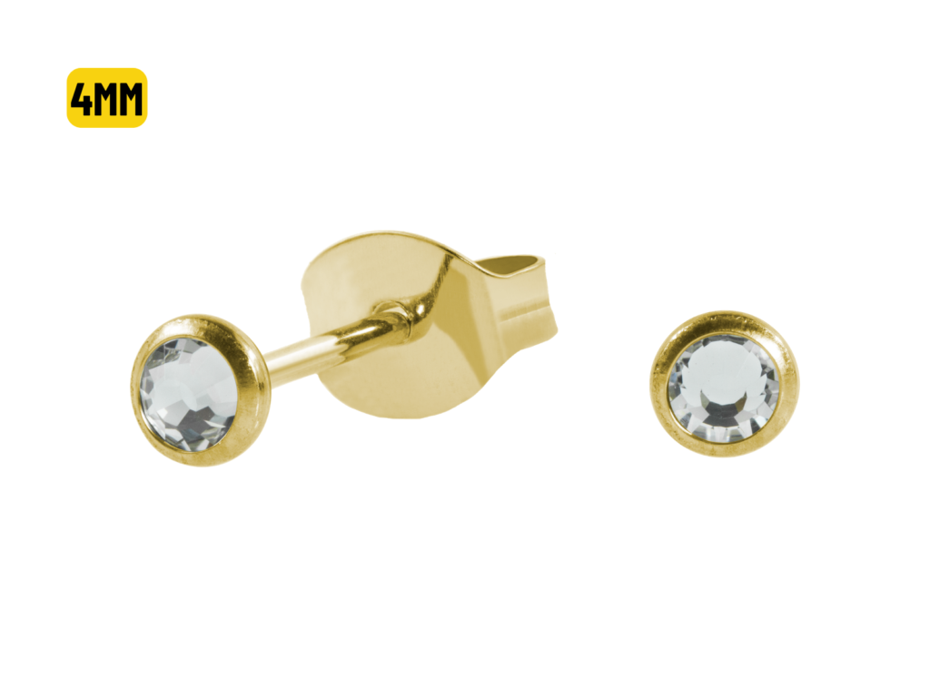 PAR BRINCO TITÂNIO PVD FLAT C/ ZIRCÔNIA - 4MM