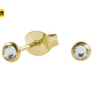 PAR BRINCO TITÂNIO PVD FLAT C/ ZIRCÔNIA - 4MM