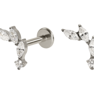 LABRET TITÂNIO R/I CLUSTER 3 PETÁLAS E PONTO DE LUZ