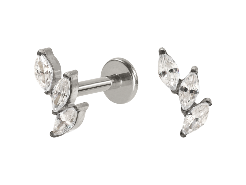 LABRET TITÂNIO R/I CLUSTER 3 PETÁLAS