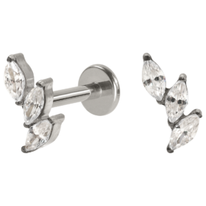 LABRET TITÂNIO R/I CLUSTER 3 PETÁLAS