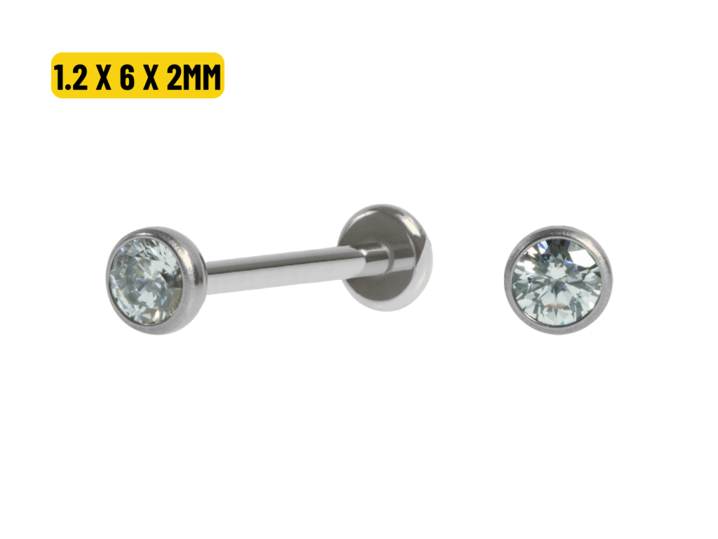 LABRET TITÂNIO PONTO DE LUZ PUSH PIN - 1.2 X 6 X 2MM