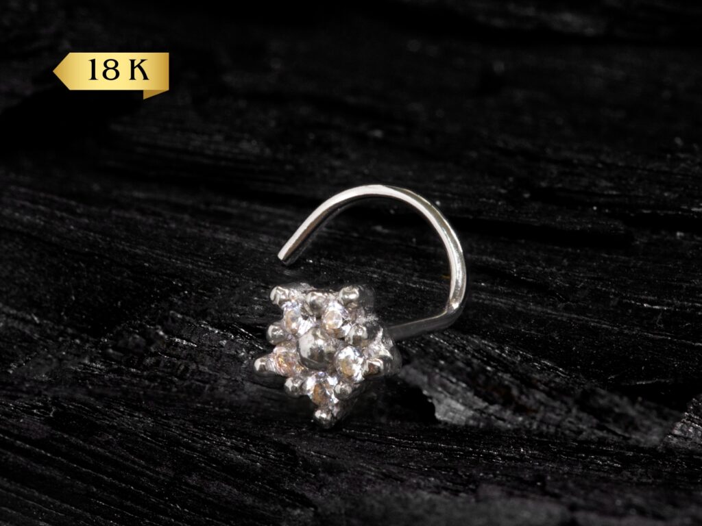 NOSTRIL OURO 18K FLOR C/ ZIRCÔNIA - BRANCO - NO067