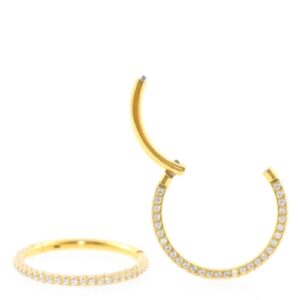 SEGMENTO CLICKER TIT PVD GOLD 3 FILEIRAS CRAVEJADAS - 6MM