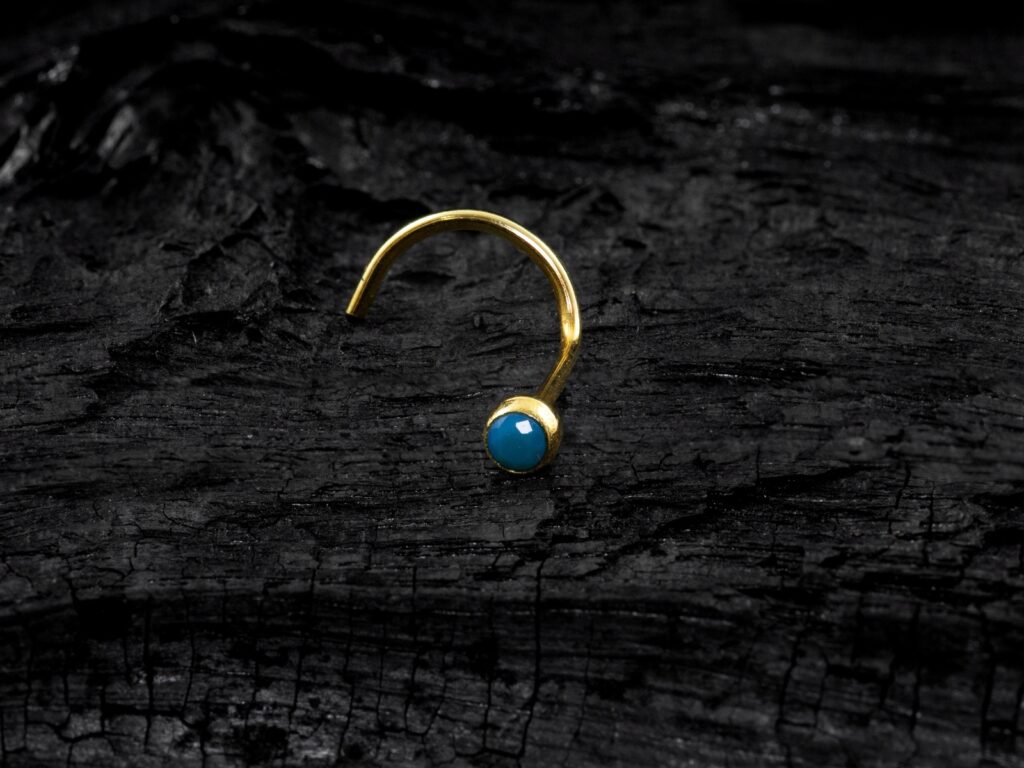 NOSTRIL OURO 18K ZIRCÔNIA TURQUESA 1.75MM - NTZ04