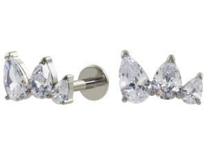LABRET TITÂNIO R/I CLUSTER 3 ZIRCÔNIAS