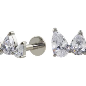 LABRET TITÂNIO R/I CLUSTER 3 ZIRCÔNIAS