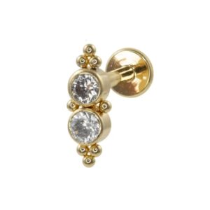 LABRET AÇO PVD GOLD R/I INDIANO C/ ZIRCÔNIA MOD3
