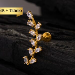LABRET R/I TOPO OURO 18K + HASTE TIT PVD RAMO - CO264
