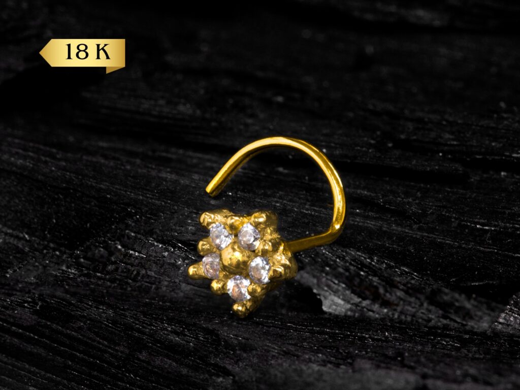 NOSTRIL OURO 18K FLOR C/ ZIRCÔNIA - OURO AMARELO - NO067