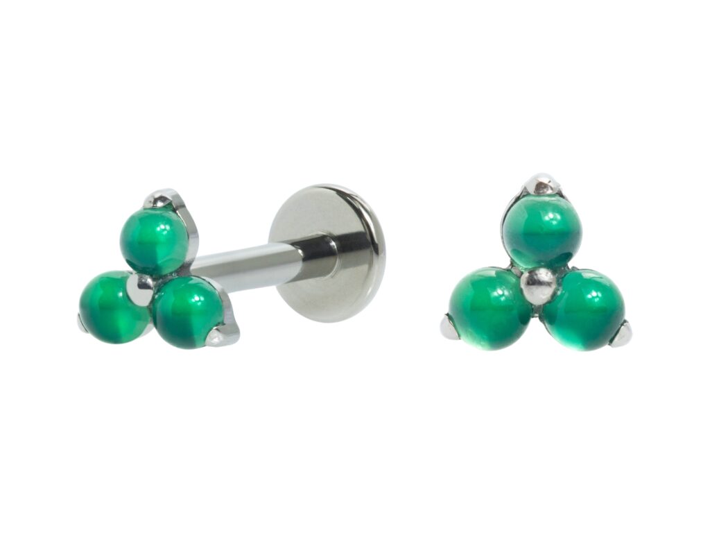LABRET TITÂNIO R/I TRINITY C/ ÁGATA - VERDE