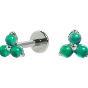 LABRET TITÂNIO R/I TRINITY C/ ÁGATA - VERDE