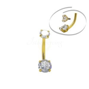 BANANA BELL AÇO PVD GOLD R/I ZIRCÔNIA P - CRISTAL