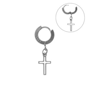 ARGOLA CLICKER AÇO C/ CRUZ VAZADA - 7MM