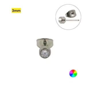 PAR BRINCO TITÂNIO COPINHO C/ ZIRCÔNIA - 3MM