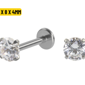 LABRET TITÂNIO R/I C/ ZIRCÔNIA - 1.2 X 8 X 4MM