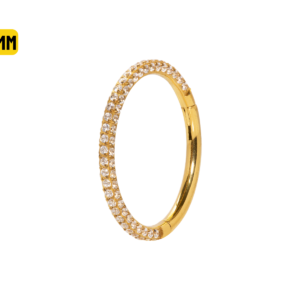 SEGMENTO CLICKER TIT PVD GOLD 3 FILEIRAS CRAVEJADAS - 10MM
