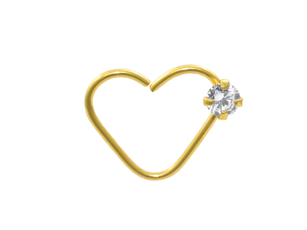 HEART BANHADO A OURO C/ 1 PEDRA LATERAL C118- LADO ESQUERDO