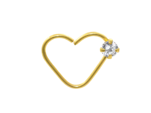 HEART BANHADO A OURO C/ 1 PEDRA LATERAL C118- LADO ESQUERDO