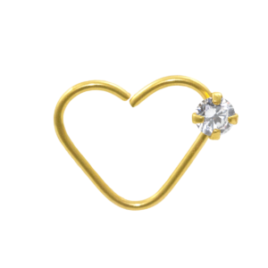 HEART BANHADO A OURO C/ 1 PEDRA LATERAL C118- LADO ESQUERDO