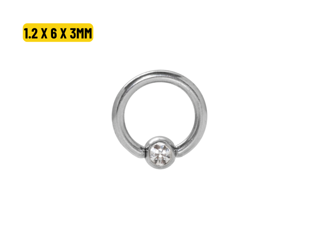 CAPTIVE AÇO C/ STRASS - 1.2 X 6 X 3MM