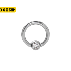 CAPTIVE AÇO C/ STRASS - 1.2 X 6 X 3MM