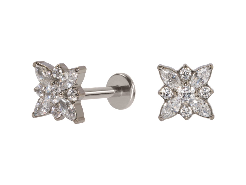 LABRET TITÂNIO R/I ROSA DOS VENTOS C/ ZIRCÔNIA