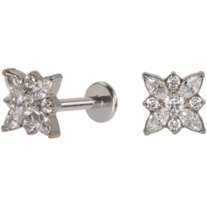 LABRET TITÂNIO R/I ROSA DOS VENTOS C/ ZIRCÔNIA