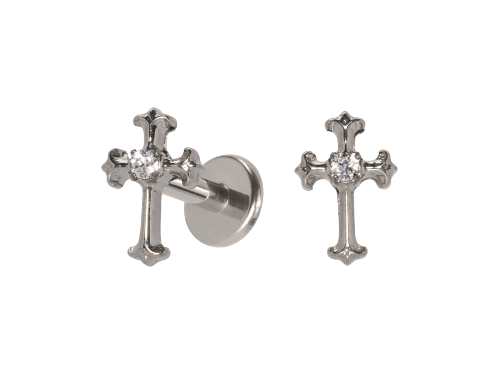 LABRET TITÂNIO R/I CRUZ C/ ZIRCÔNIA