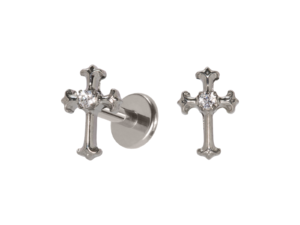LABRET TITÂNIO R/I CRUZ C/ ZIRCÔNIA
