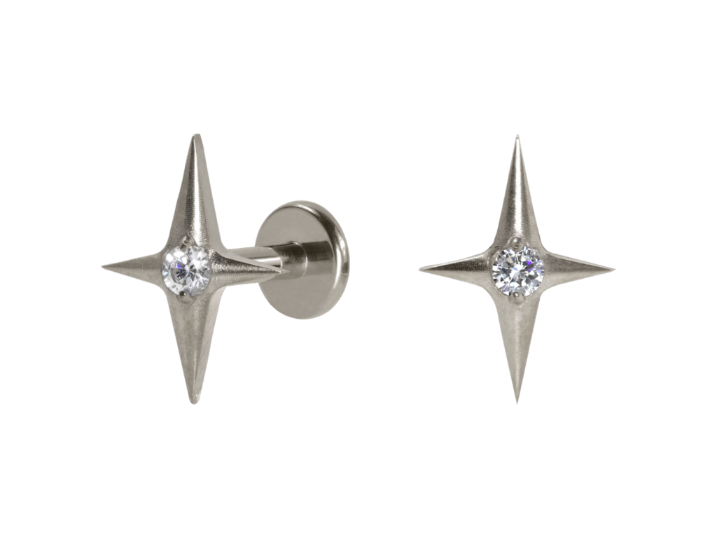 LABRET TITÂNIO R/I ESTRELA C/ ZIRCÔNIA