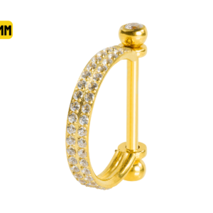 SEMI ARGOLA C/ BARRA AÇO PVD R/I 2 FILEIRAS CRAVEJADA - 12MM