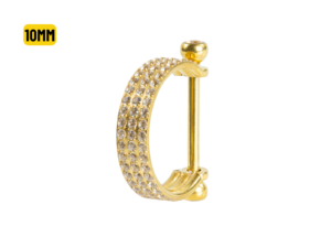 SEMI ARGOLA C/ BARRA AÇO PVD R/I 3 FILEIRAS CRAVEJADA – 10MM