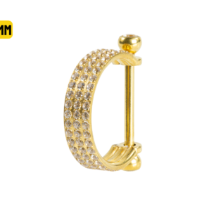 SEMI ARGOLA C/ BARRA AÇO PVD R/I 3 FILEIRAS CRAVEJADA - 10MM