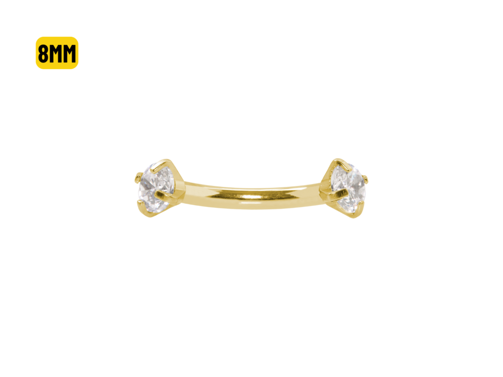 MICRO-CURVO AÇO PVD GOLD R/I C/ ZIRCÔNIA - 8MM
