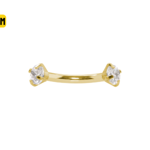 MICRO-CURVO AÇO PVD GOLD R/I C/ ZIRCÔNIA - 8MM