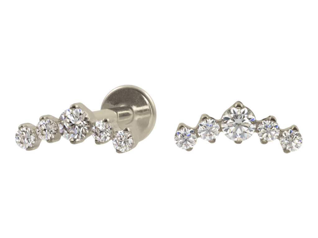 LABRET TITÂNIO R/I CLUSTER 5 PEDRAS MINI