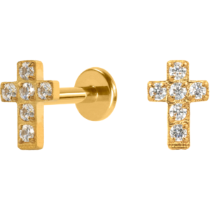 LABRET TITÂNIO PVD R/I CRUZ CRAVEJADA