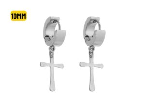 PAR BRINCO ARGOLA CLICKER AÇO C/ CRUZ – 10MM