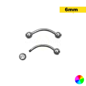 MICRO CURVO TITÂNIO NATURAL C/ STRASS - 1.2 X 6 X 3MM
