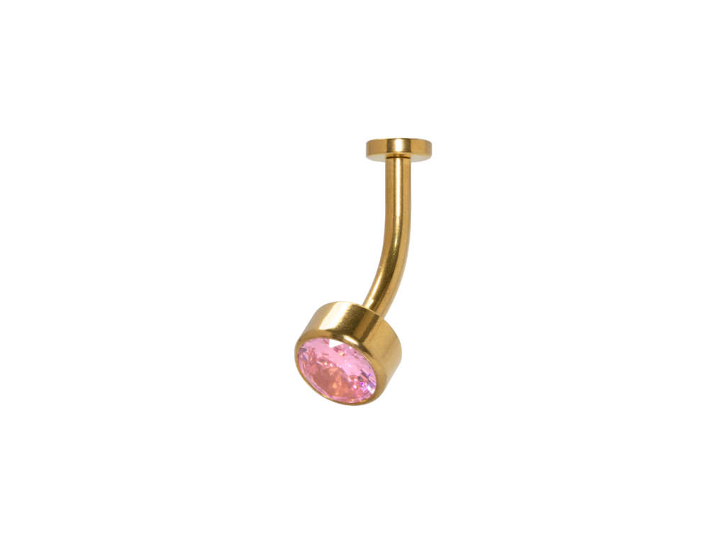 FLOATING NAVEL AÇO PVD GOLD R/I C/ ZIRCÔNIA - ROSA CLARO