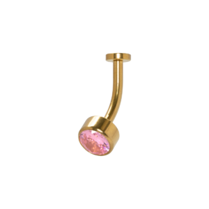FLOATING NAVEL AÇO PVD GOLD R/I C/ ZIRCÔNIA - ROSA CLARO
