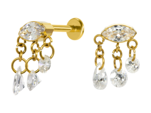 LABRET TITÂNIO R/I PENDURICALHO C/ PEDRA – PVD GOLD