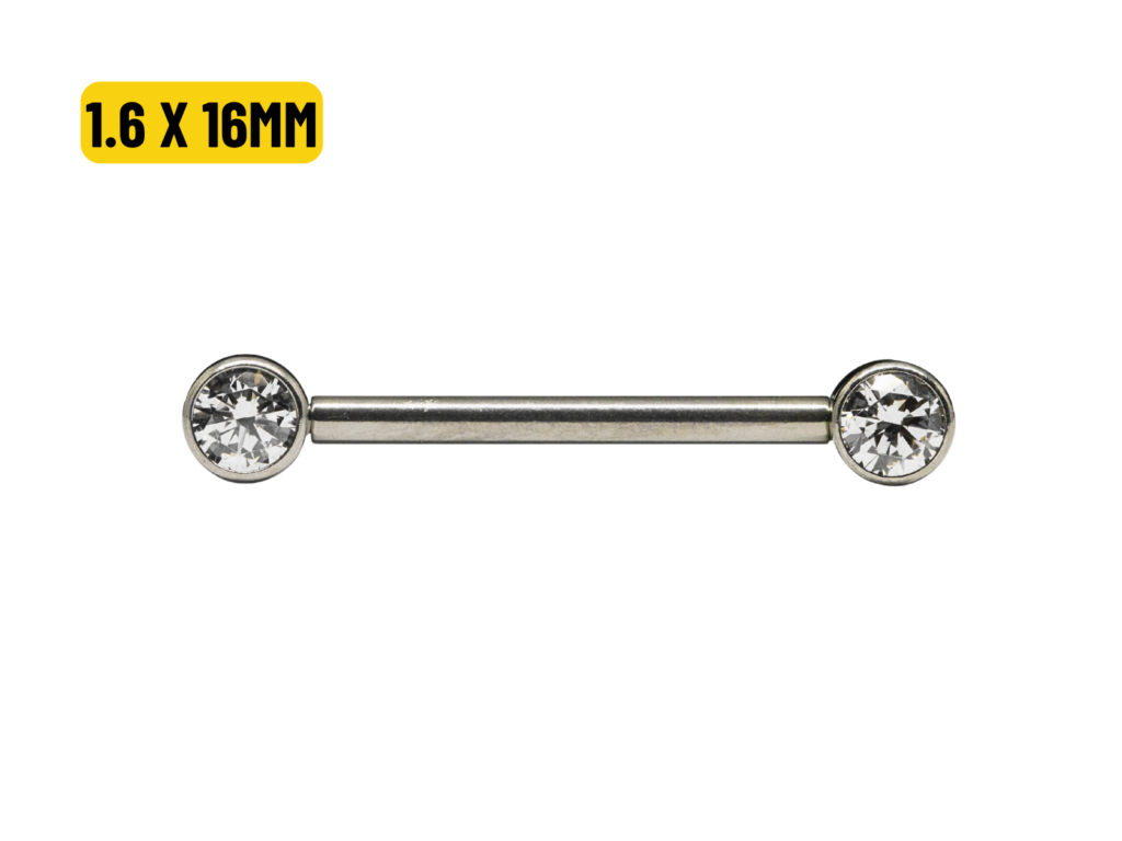 MAMILO TITÂNIO PUSH PIN C/ PEDRA FLAT - 1.6 X 16MM