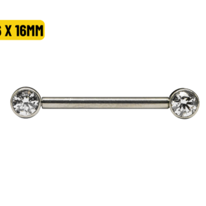 MAMILO TITÂNIO PUSH PIN C/ PEDRA FLAT - 1.6 X 16MM