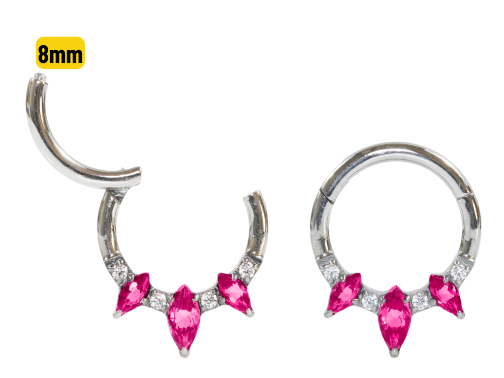 SEGMENTO CLICKER TITÂNIO FRONTAL C/ ZIRCÔNIA ROSA - 8MM