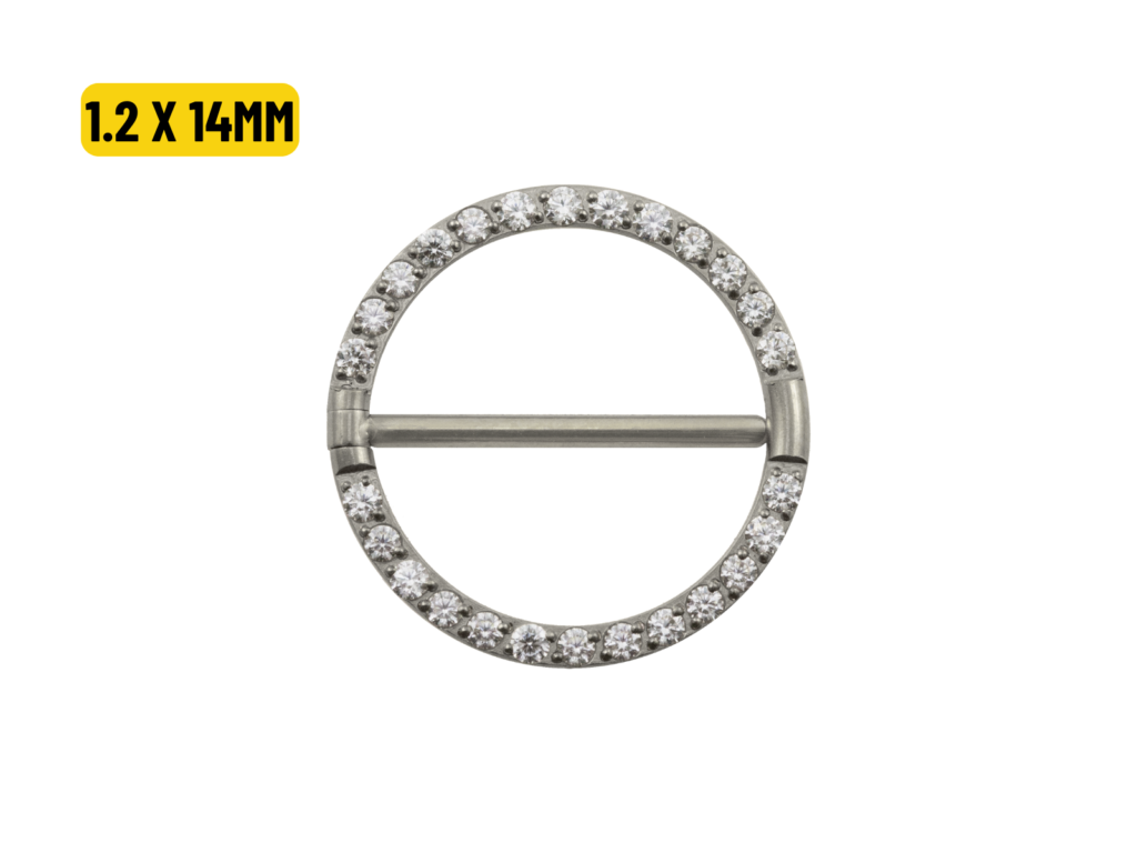 MAMILO ARGOLA CLICKER TIT CRAVEJADO ZIRCONIA 1.2 X 14MM